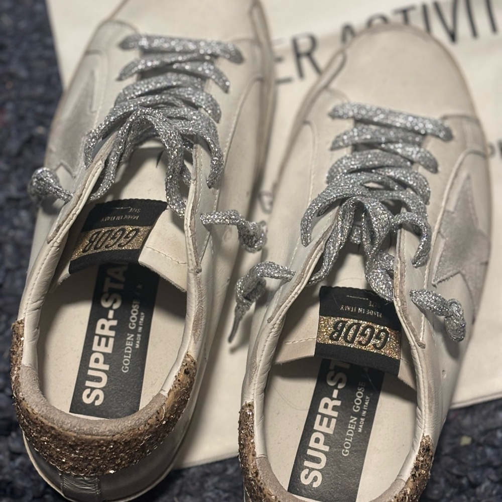 Golden Goose private edition White and Silver Sneakers women size 7 - Picture 11 of 11